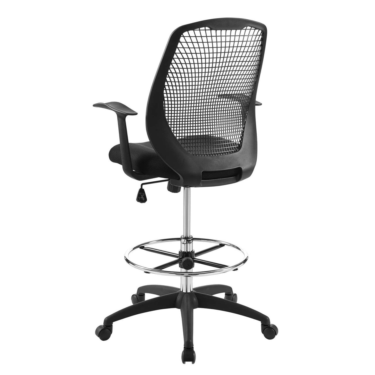 Intrepid Mesh Drafting Chair, Fabric, Black 15064