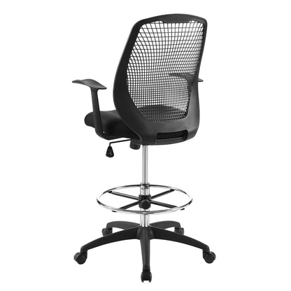 Intrepid Mesh Drafting Chair, Fabric, Black 15064