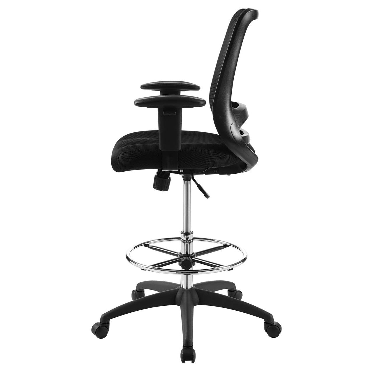 Forge Mesh Drafting Chair, Fabric, Black 15066
