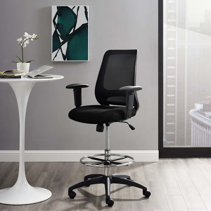 Forge Mesh Drafting Chair, Fabric, Black 15066