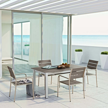 Shore 5 Piece Outdoor Patio Aluminum Outdoor Dining Set, Aluminum Metal Steel, Grey Gray 14244