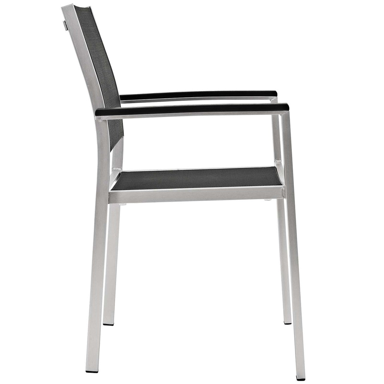 Shore 5 Piece Outdoor Patio Aluminum Outdoor Dining Set, Aluminum Metal Steel, Black 14245