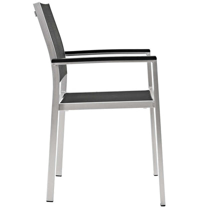 Shore 5 Piece Outdoor Patio Aluminum Outdoor Dining Set, Aluminum Metal Steel, Black 14245