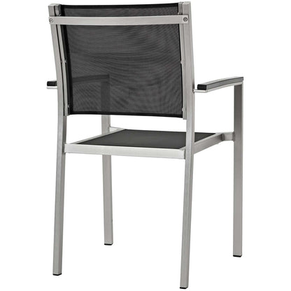Shore 5 Piece Outdoor Patio Aluminum Outdoor Dining Set, Aluminum Metal Steel, Black 14245