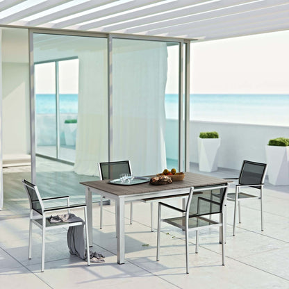 Shore 5 Piece Outdoor Patio Aluminum Outdoor Dining Set, Aluminum Metal Steel, Black 14245