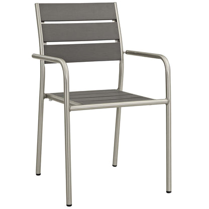 Shore 7 Piece Outdoor Patio Aluminum Outdoor Dining Set, Aluminum Metal Steel, Grey Gray 14246