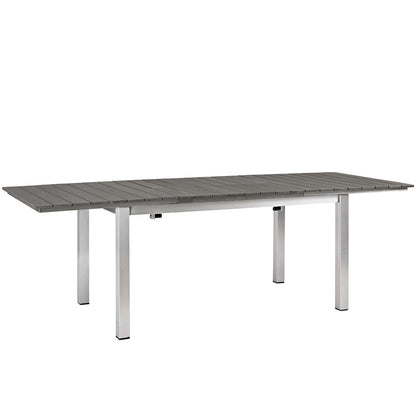 Shore 7 Piece Outdoor Patio Aluminum Outdoor Dining Set, Aluminum Metal Steel, Grey Gray 14246