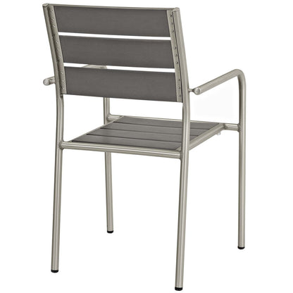 Shore 9 Piece Outdoor Patio Aluminum Outdoor Dining Set, Aluminum Metal Steel, Grey Gray 14248