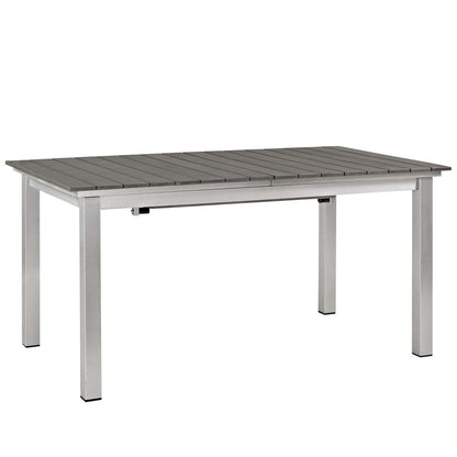 Shore 9 Piece Outdoor Patio Aluminum Outdoor Dining Set, Aluminum Metal Steel, Grey Gray 14248