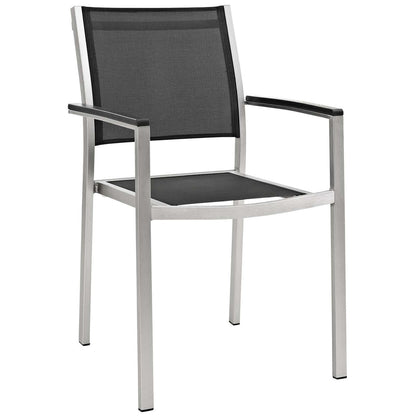 Shore 9 Piece Outdoor Patio Aluminum Outdoor Dining Set, Aluminum Metal Steel, Black 14249