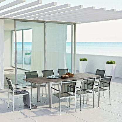 Shore 9 Piece Outdoor Patio Aluminum Outdoor Dining Set, Aluminum Metal Steel, Black 14249