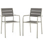 Shore Dining Chair Outdoor Patio Aluminum Set of 2, Aluminum Metal Steel, Grey Gray 14250