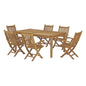 Marina 7 Piece Outdoor Patio Teak Outdoor Dining Set, Wood, Natural 14253
