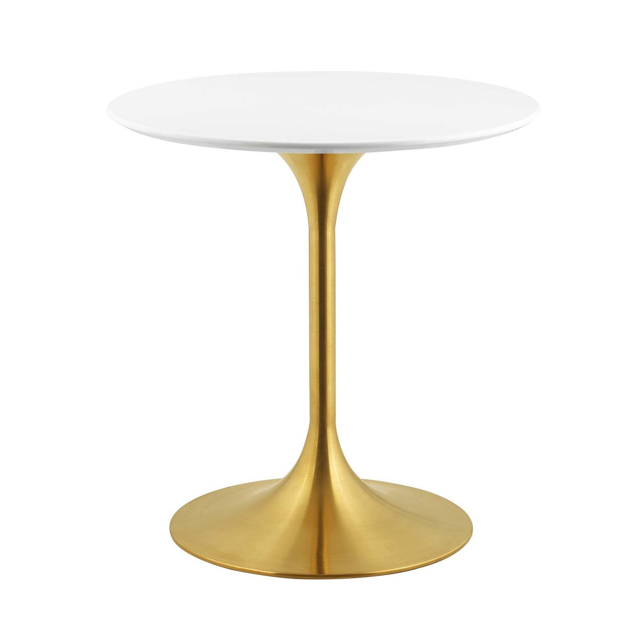 Lippa 28" Round Dining Table, Metal Steel Wood, Gold White 14255