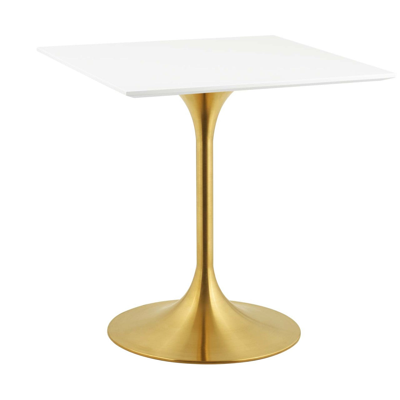 Lippa 28" Square Dining Table, Metal Steel Wood, Gold White 14256