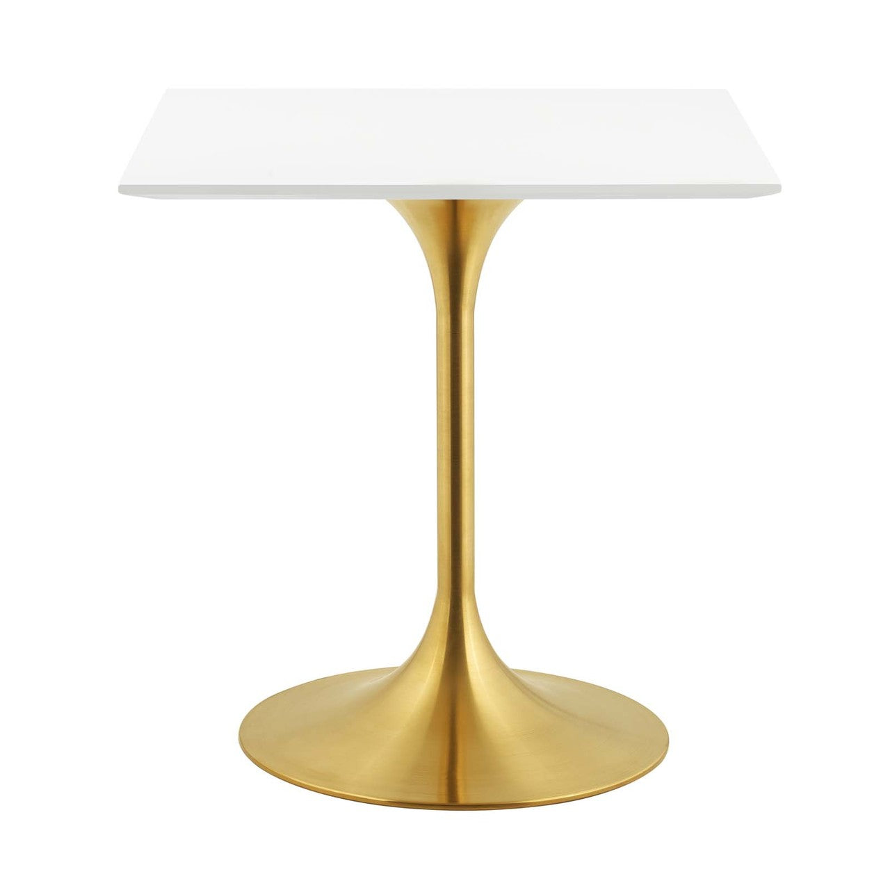 Lippa 28" Square Dining Table, Metal Steel Wood, Gold White 14256