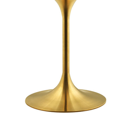 Lippa 36" Round Dining Table, Metal Steel Artificial Marble, Gold White 15069