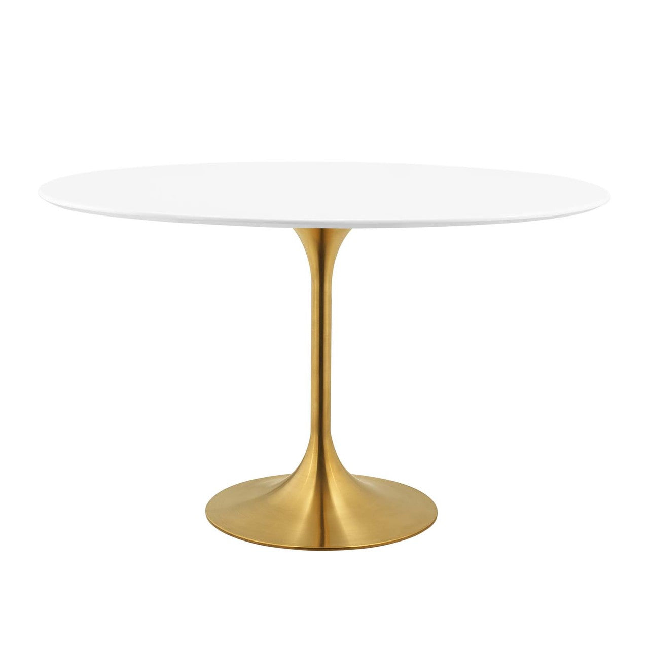 Lippa 48" Oval Dining Table, Metal Steel Wood, Gold White 15204