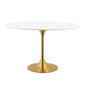 Lippa 48" Oval Dining Table, Metal Steel Wood, Gold White 15204