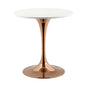 Lippa 28" Round Dining Table, Metal Steel Wood, White Rose Gold 14258