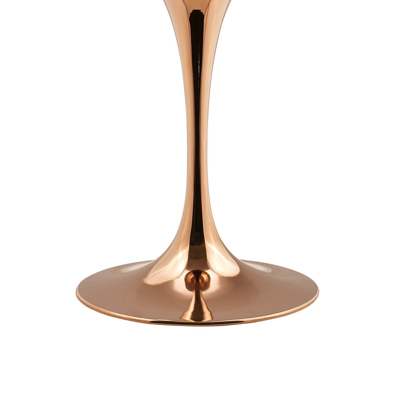 Lippa 28" Round Dining Table, Metal Steel Wood, White Rose Gold 14258