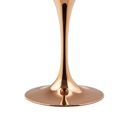 Lippa 36" Round Dining Table, Metal Steel Wood, White Rose Gold 15206