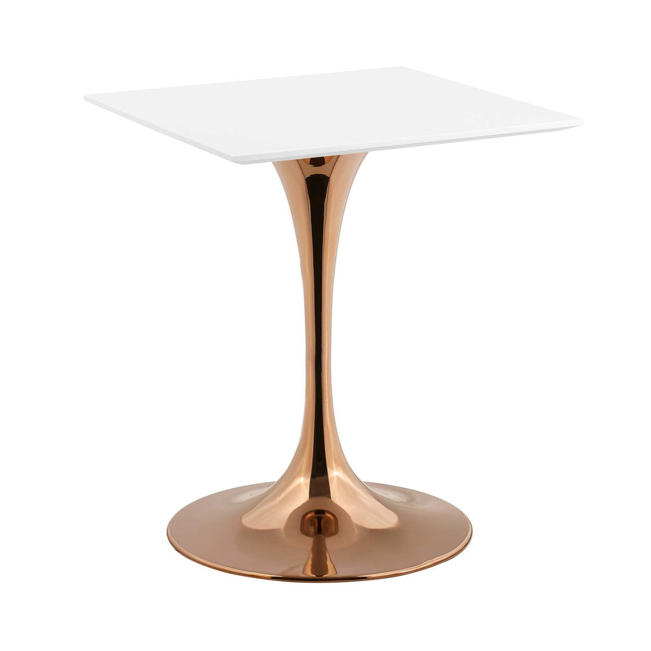 Lippa 24" Square Dining Table, Metal Steel Wood, White Rose Gold 14259