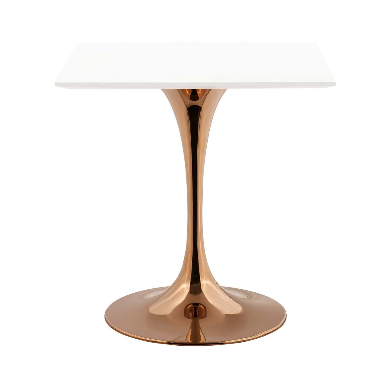 Lippa 28" Square Dining Table, Metal Steel Wood, White Rose Gold 14260
