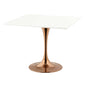 Lippa 36" Square Dining Table, Metal Steel Wood, White Rose Gold 15207