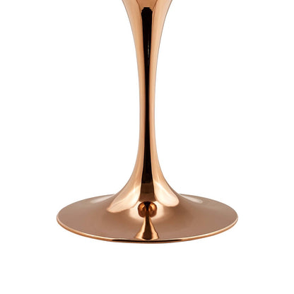 Lippa 28" Round Dining Table, Metal Steel Artificial Marble, White Rose Gold 14261