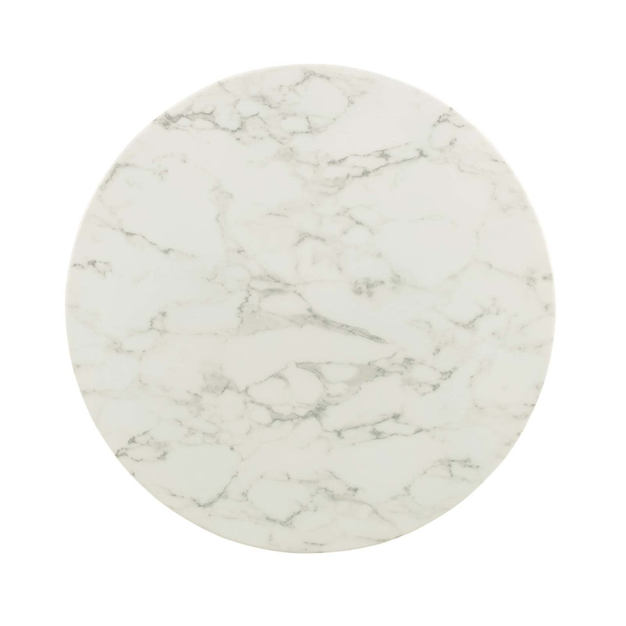 Lippa 36" Round Dining Table, Metal Steel Artificial Marble, White Rose Gold 15208