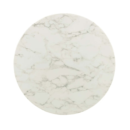 Lippa 36" Round Dining Table, Metal Steel Artificial Marble, White Rose Gold 15208