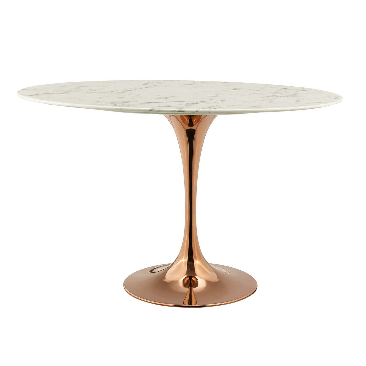 Lippa 48" Oval Dining Table, Metal Steel Artificial Marble, White Rose Gold 15210