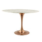 Lippa 48" Oval Dining Table, Metal Steel Artificial Marble, White Rose Gold 15210