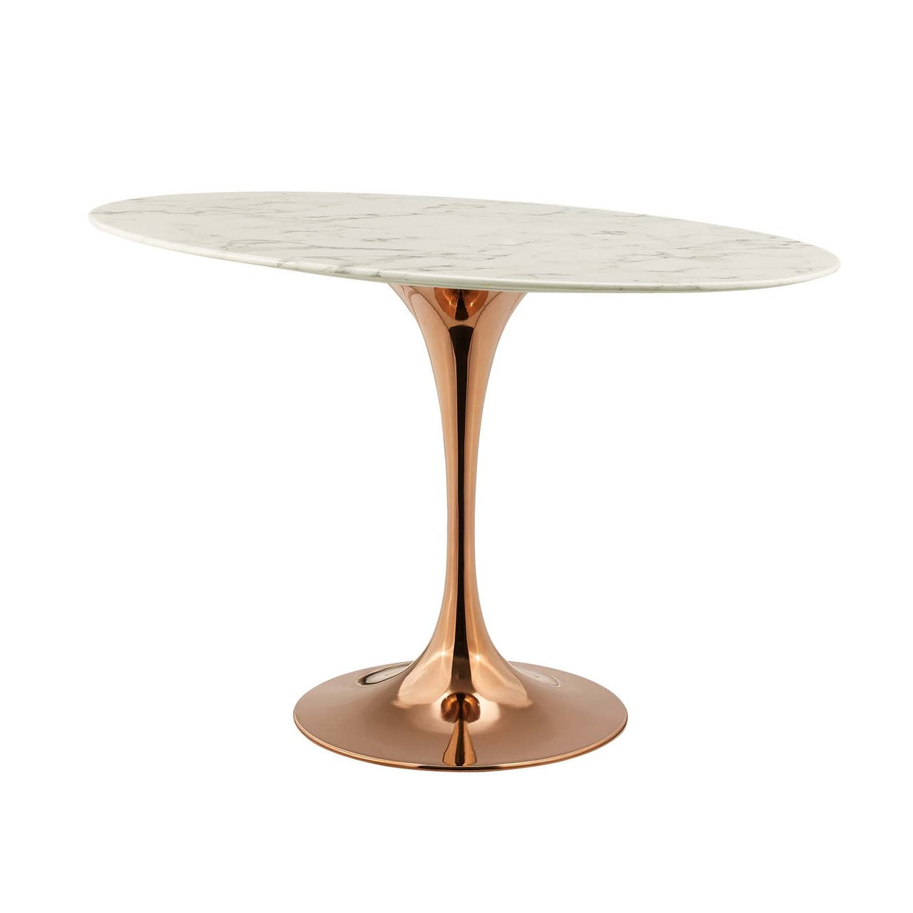 Lippa 48" Oval Dining Table, Metal Steel Artificial Marble, White Rose Gold 15210