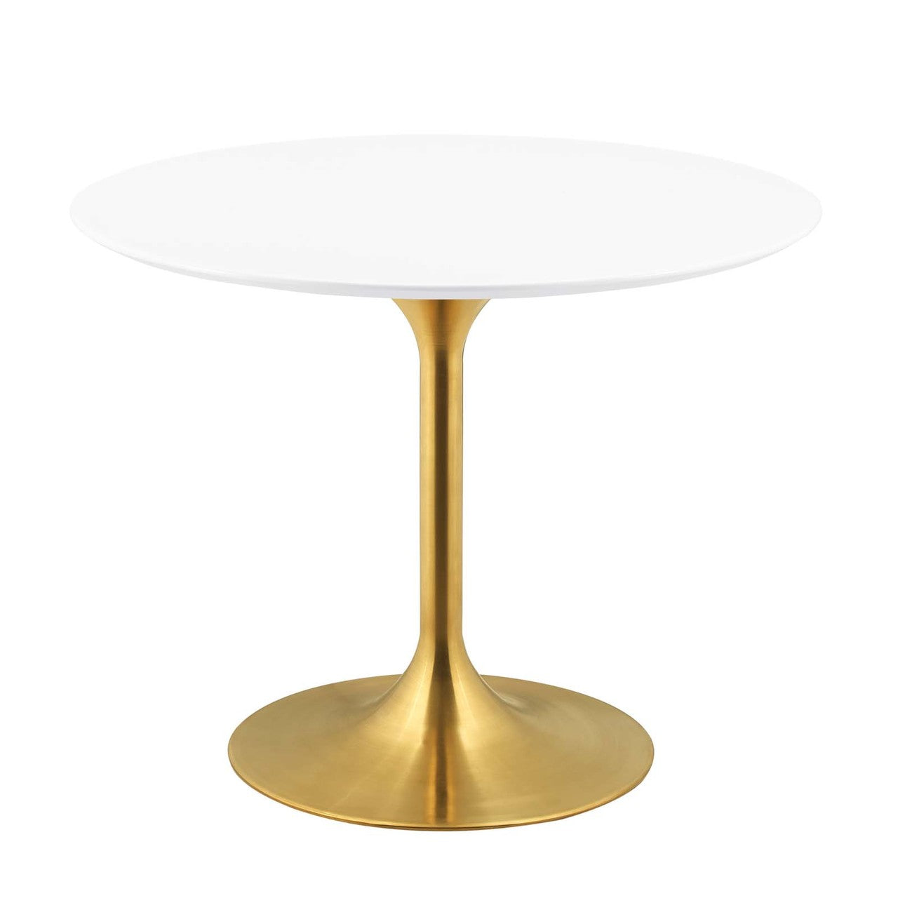 Lippa 40" Round Dining Table, Metal Steel Wood, Gold White 15355