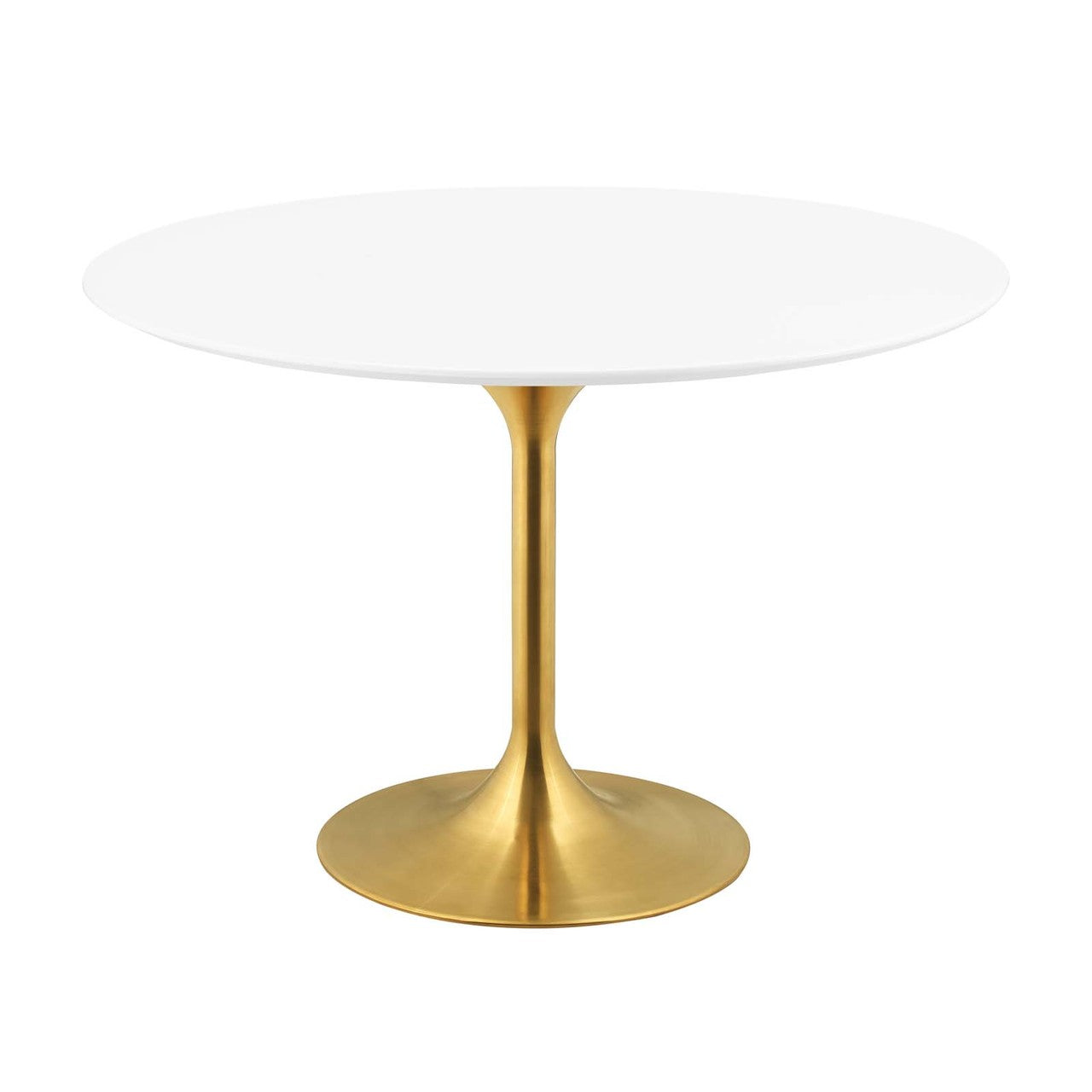 Lippa 47" Round Dining Table, Metal Steel Wood, Gold White 15211