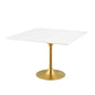Lippa 47" Square Dining Table, Metal Steel Wood, Gold White 15213