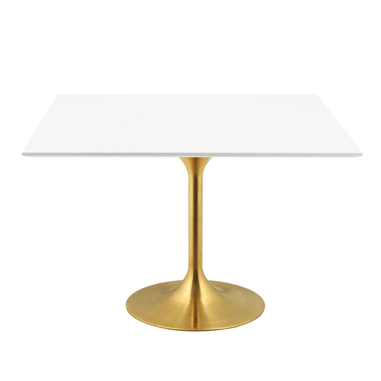 Lippa 47" Square Dining Table, Metal Steel Wood, Gold White 15213