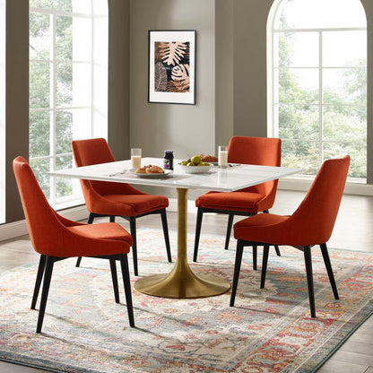 Lippa 47" Square Dining Table, Metal Steel Wood, Gold White 15213