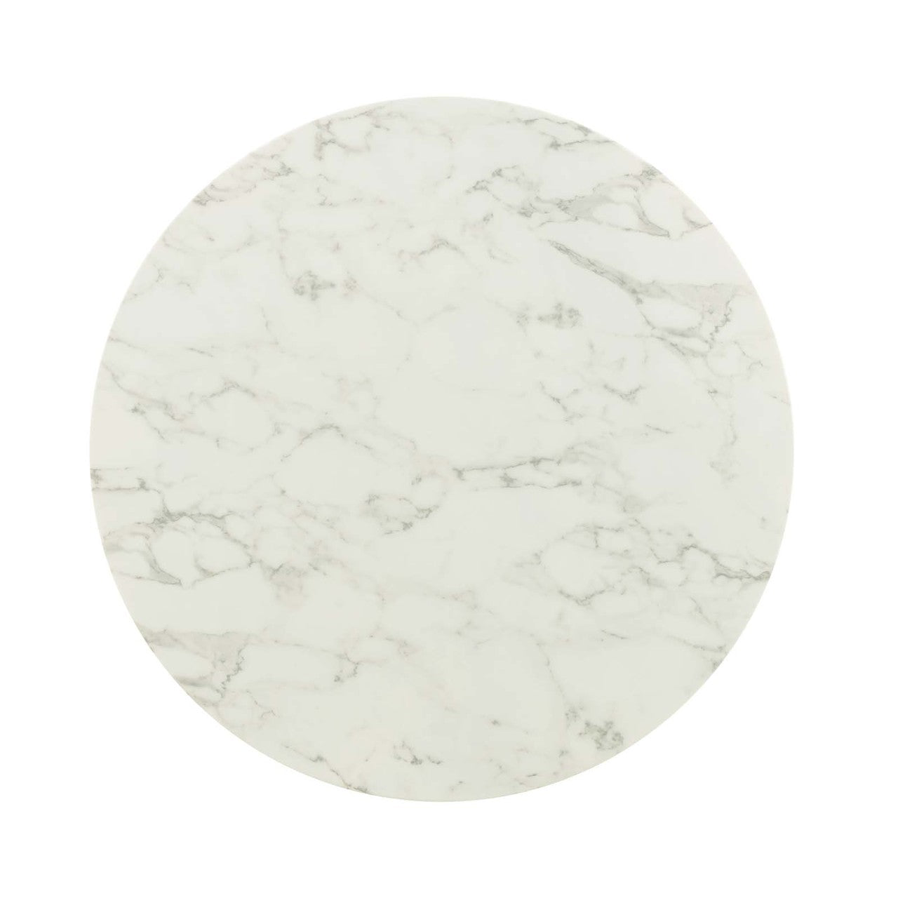 Lippa 40" Round Dining Table, Metal Steel Artificial Marble, Gold White 15214