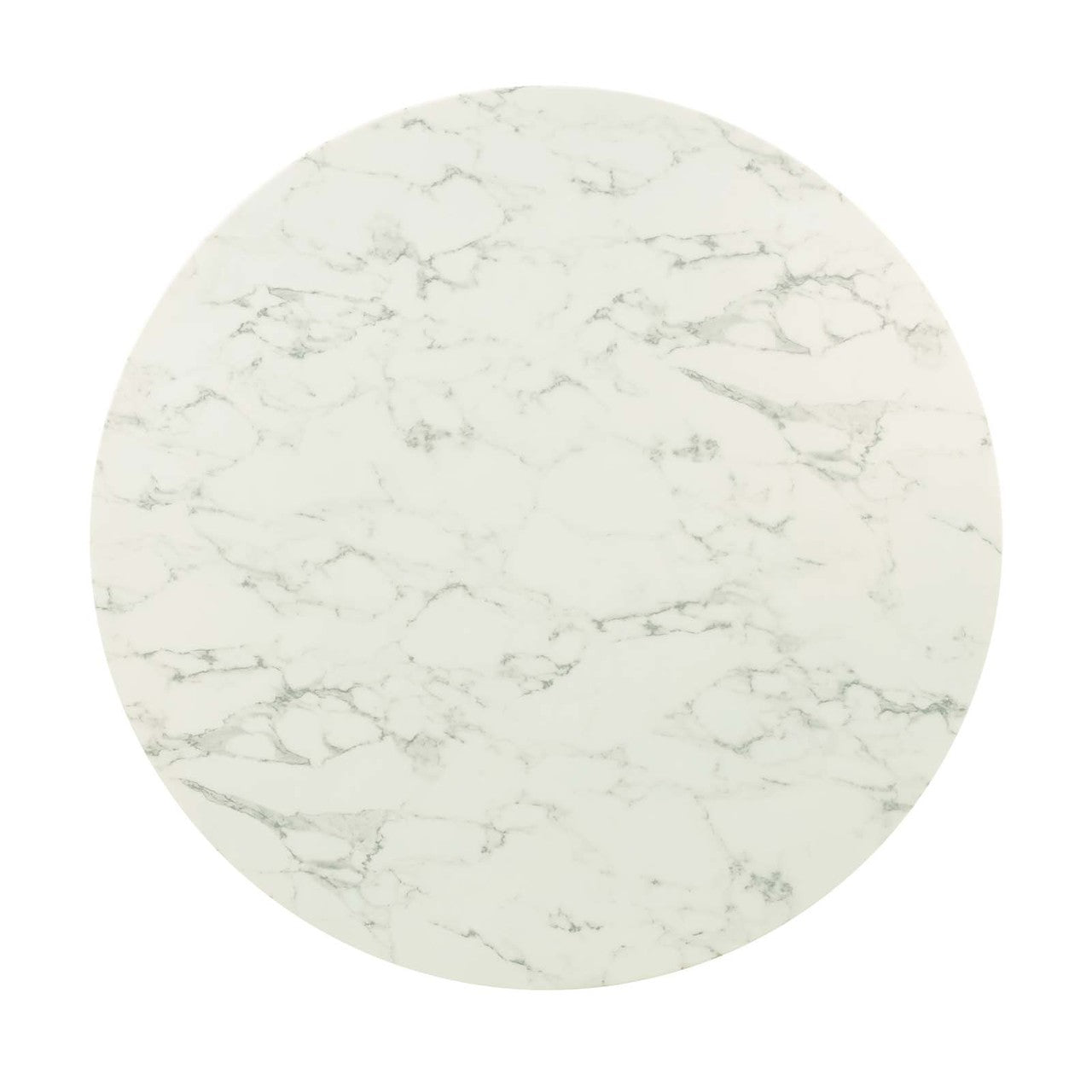 Lippa 47" Round Dining Table, Metal Steel Artificial Marble, Gold White 15215