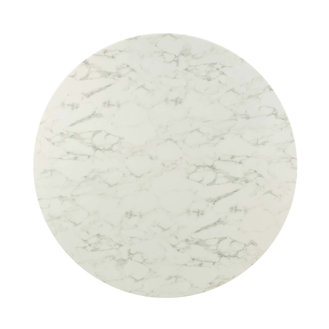 Lippa 54" Round Dining Table, Metal Steel Artificial Marble, Gold White 15357