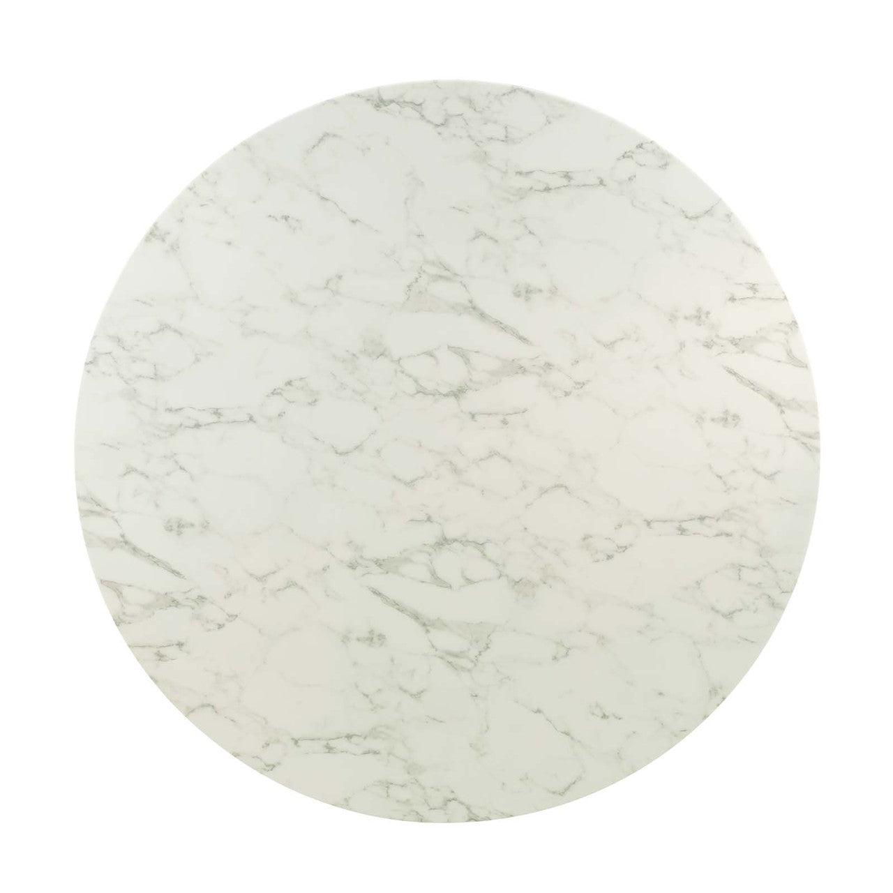 Lippa 60" Round Dining Table, Metal Steel Artificial Marble, Gold White 15216