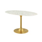 Lippa 54" Oval Dining Table, Metal Steel Artificial Marble, Gold White 15358
