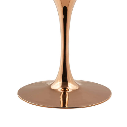 Lippa 40" Round Dining Table, Metal Steel Wood, White Rose Gold 15217