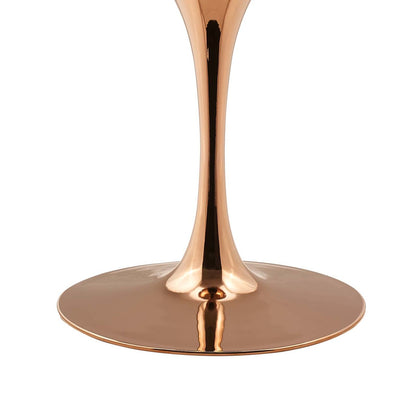 Lippa 47" Round Dining Table, Metal Steel Wood, White Rose Gold 15218