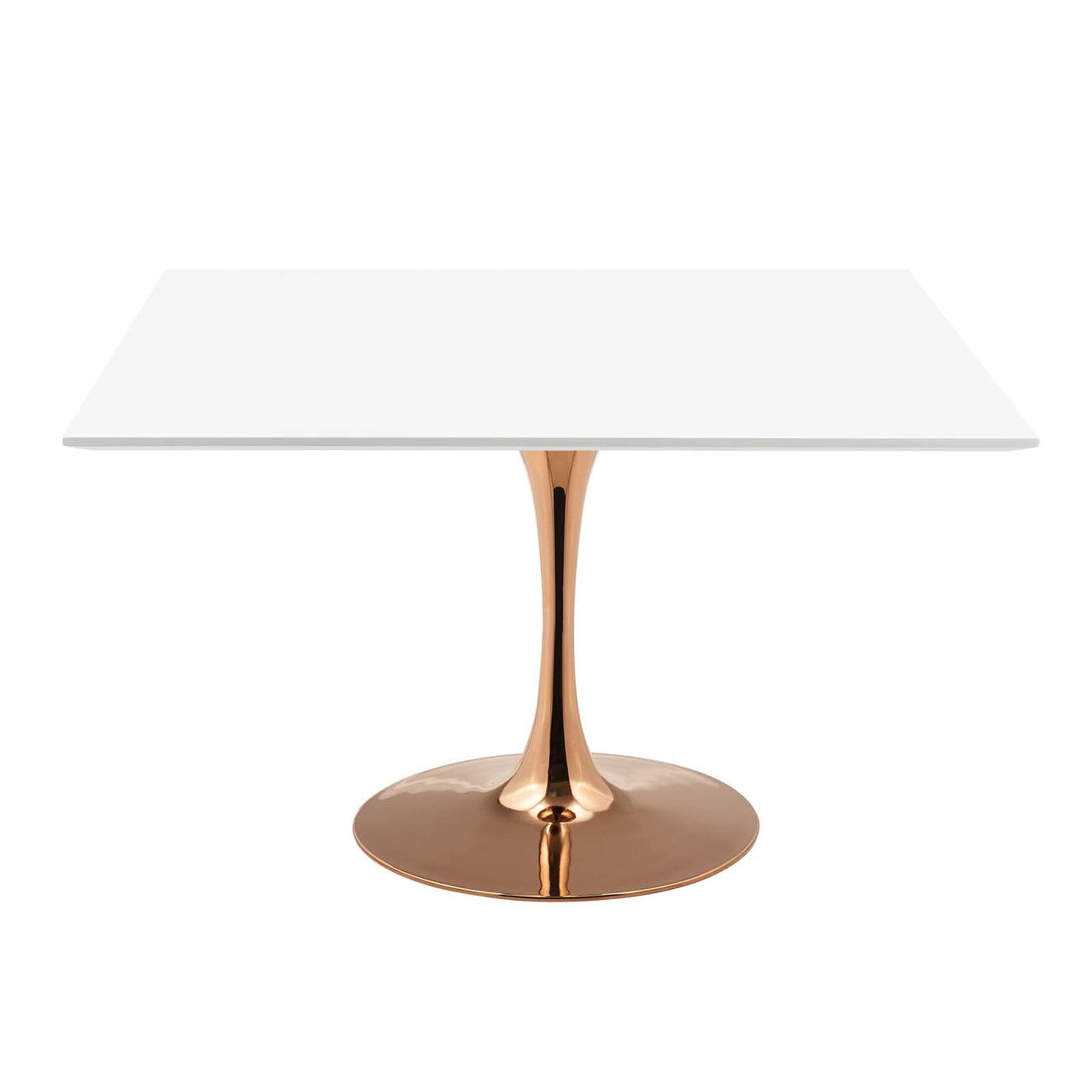 Lippa 47" Square Dining Table, Metal Steel Wood, White Rose Gold 15220