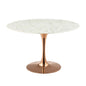 Lippa 47" Round Dining Table, Metal Steel Artificial Marble, White Rose Gold 15221