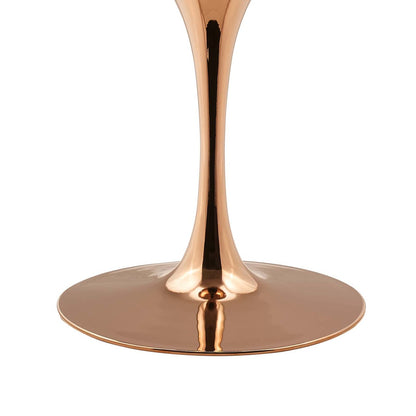 Lippa 47" Round Dining Table, Metal Steel Artificial Marble, White Rose Gold 15221